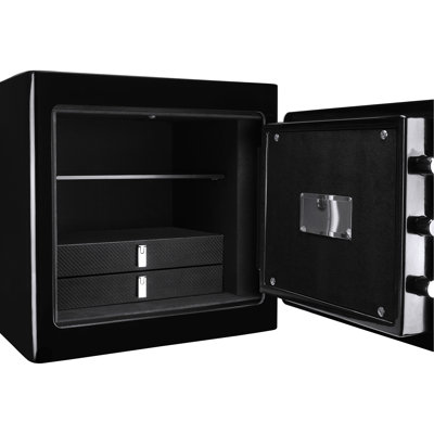 Secure Storage Chest - 1.01 Cubic Ft Black For Valuables And Collectibles Steel Safe To Fire Theft Attempts