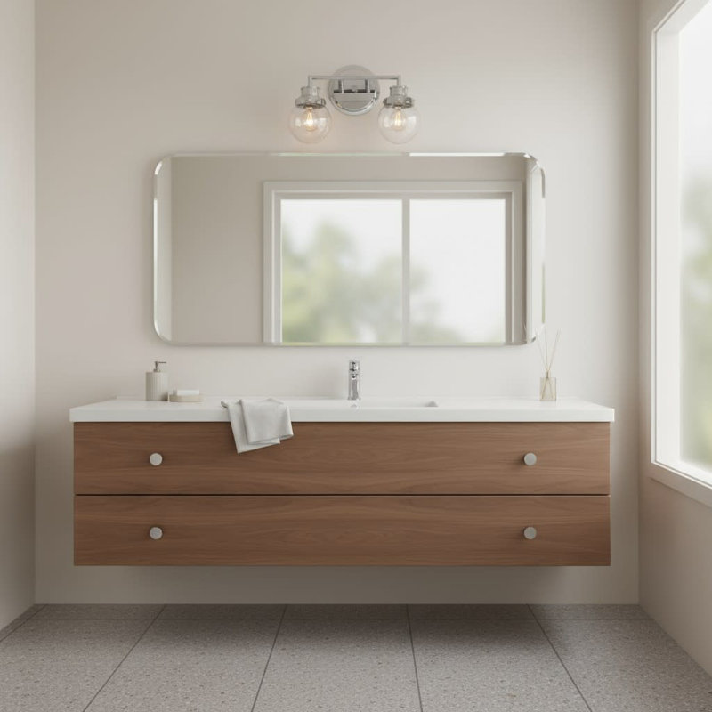 Poppy Bath 2-Light Dimmable Vanity Light, Chrome