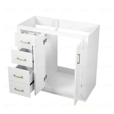Ensemble de meuble-lavabo autoportant avec 3 tiroirs et portes à fermeture douce