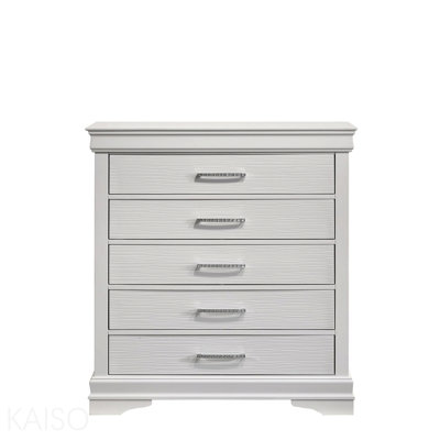 Commode moderne 5 tiroirs en bois blanc