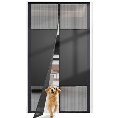 Porte moustiquaire magnétique avec protection de la vie privée, moustiquaire en PET adapté à une taille de porte de 36 po x 82 po, moustiquaire pour animaux de compagnie pour l'entrée pour garder les insectes à l'extérieur