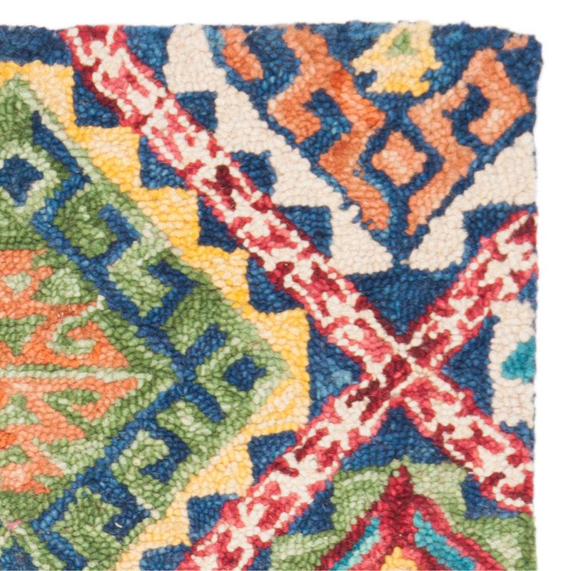 Tapis géométrique en laine touffeté à la main Vahakn, Carré 3 pi