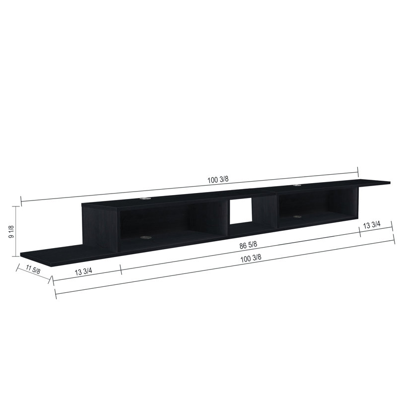 Carnforth 100'' Floating Tv Stand, Black