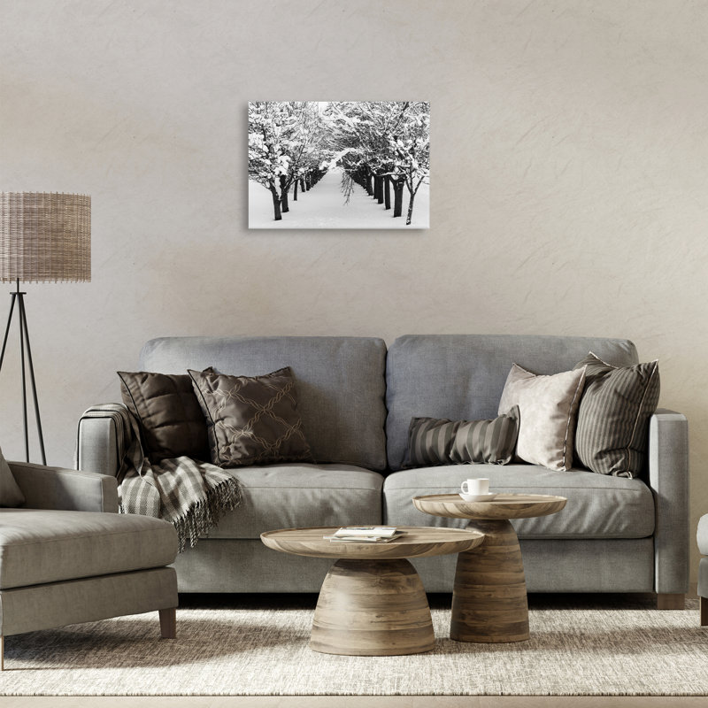 «Winter Tree Pathway», art mural sur toile par Nancy Crowell, H 16 po x l 24 po
