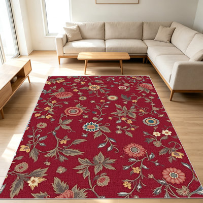 Tapis à motif floral de 1 pièce pour le salon, doux et confortable, convient à toutes les saisons, facile à entretenir, tapis de sol intérieur lavable à la machine, convient à la chambre à coucher, à la salle à manger, au bureau, au balcon, au patio, à la maison, à la décoration extérieure.