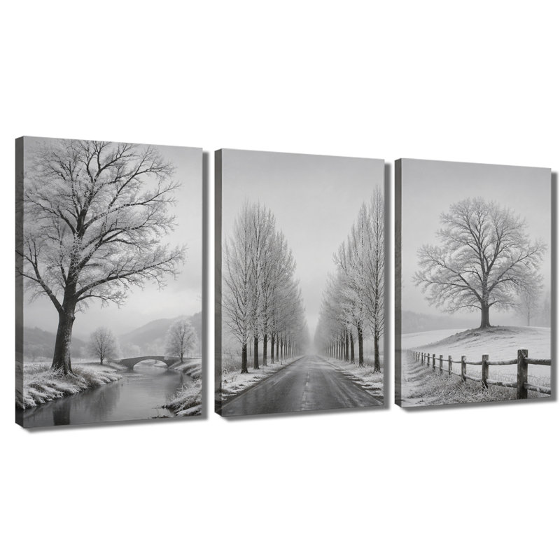 Impression sur toile 3 panneaux muraux monochromes, 20 * 30 pouces * 3