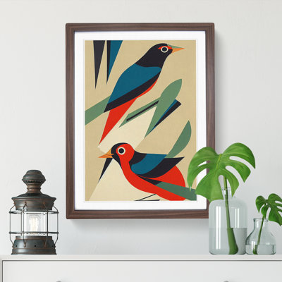 Pair Of Birds No.3 Abstract 1 Piece Single Picture Frame Wall Art