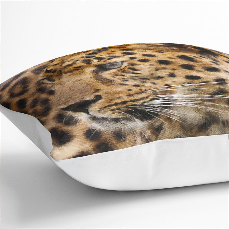 Leopard Vol.1 Square Throw Cushion, White, 40cm H x 40cm W x 15cm D