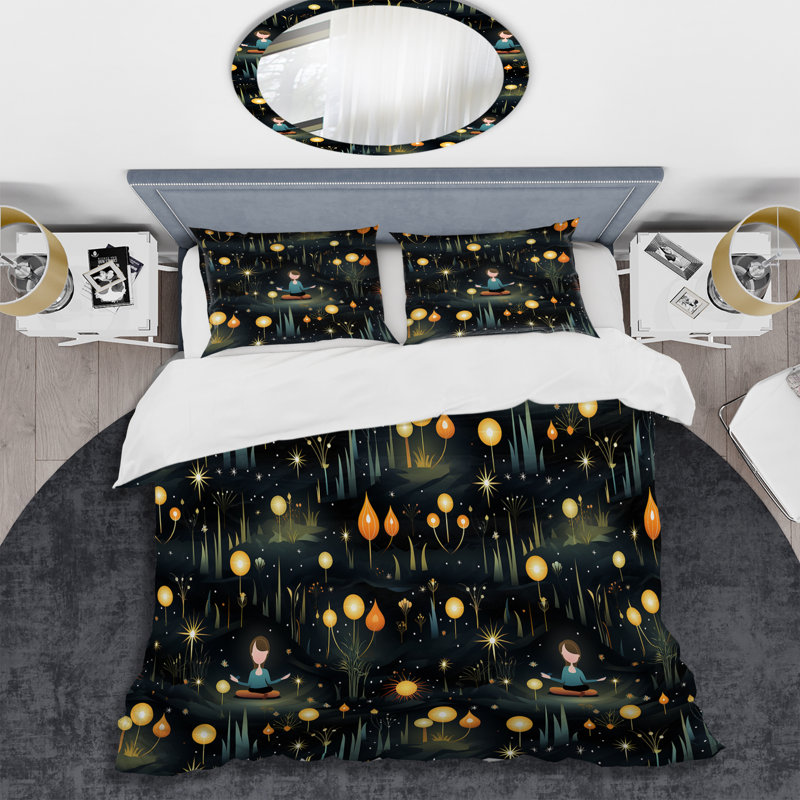 Stiliana Mindful Contemplation Mediation - Ensemble de housse de couette abstrait - Microfibre de polyester