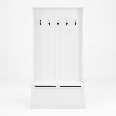 Entryway Bench with Standing Coat Rack, Hall Tree with Shoe Storage Bench, Entryway Organizer with 5 Hooks