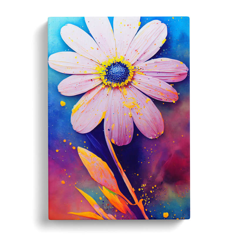 Daisy Flower Splatter Vol.4 - Wrapped Canvas, 50cm H x 35cm W x 3cm D