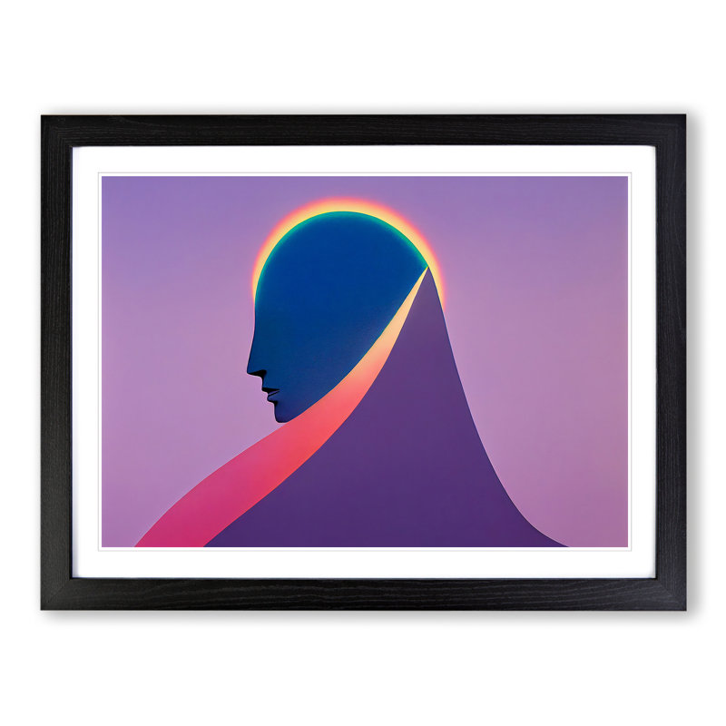 Rainbow Woman Abstract 1 Piece Single Picture Frame Wall Art, 34cm H x 46cm W x 2cm D, Black
