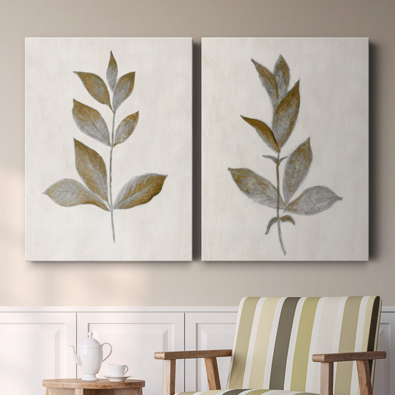 Bronze Leaf I - ensemble de 2 reproductions, H 12 po x l 16 po x P 1 po, Toile tendue, Sans cadre
