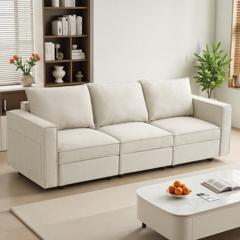 Modular Sofa Couch with Seats Storage, Beige