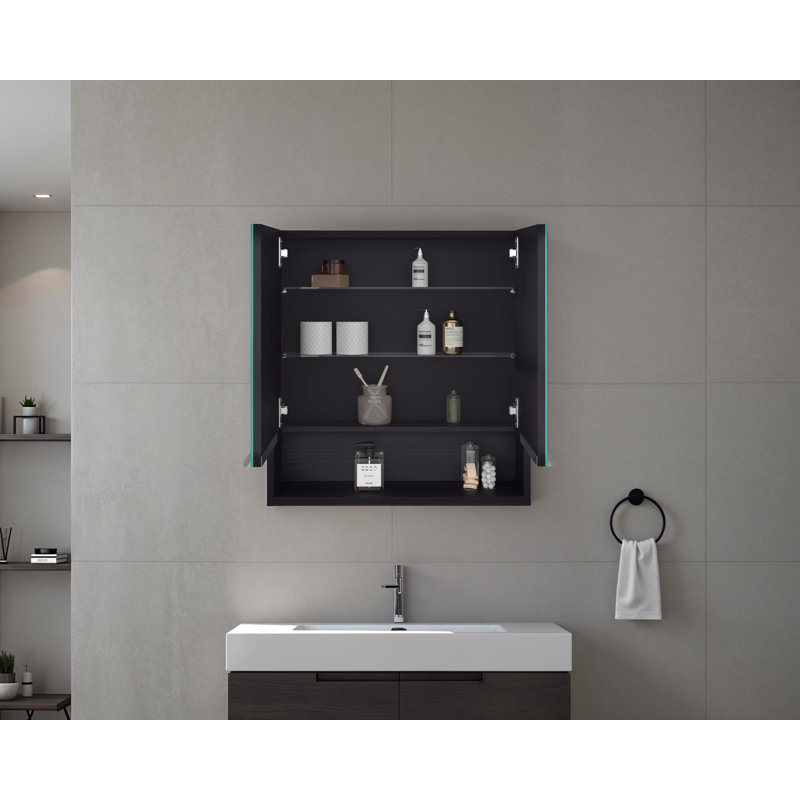  Armoire de salle de bain à miroir avec rangement ouvert Jaspe 24 po - Wengé, Wengé noir