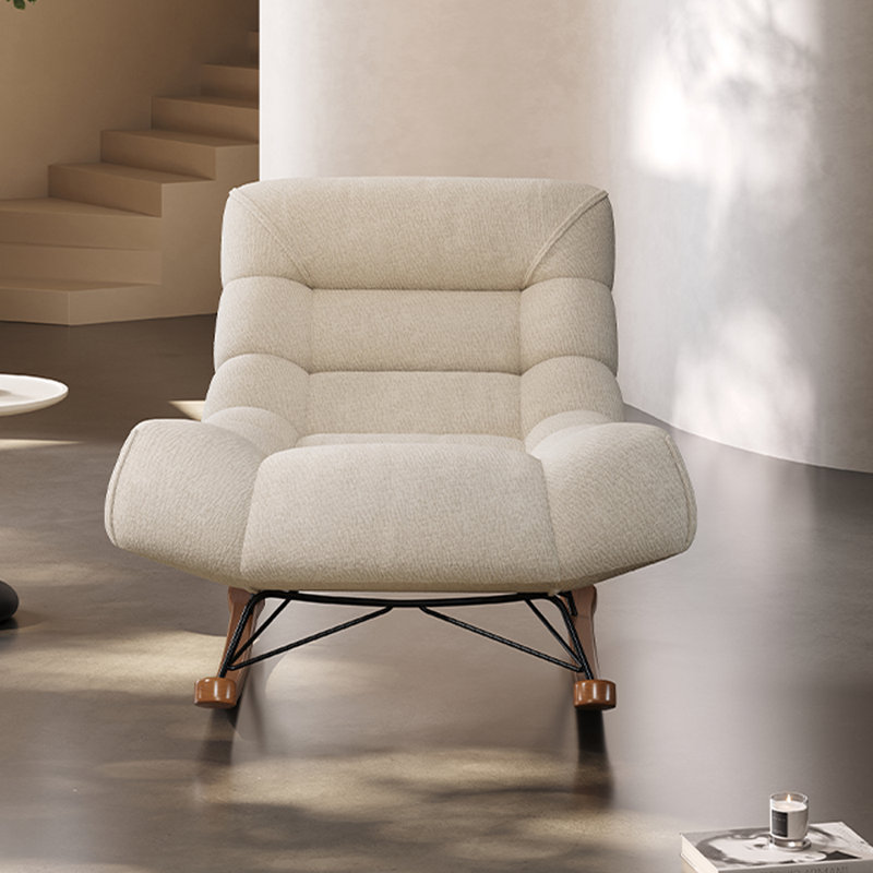 Chaise berçante confortable, Blanc cassé