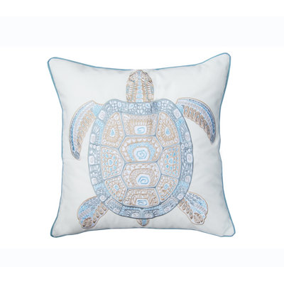 Sea Glass Tribal Turtle Indoor / Outdoor Olefin Pillow