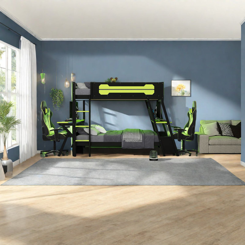 Lits de jeu multifonctionnels, structure en bois, style moderne, configuration peu encombrante