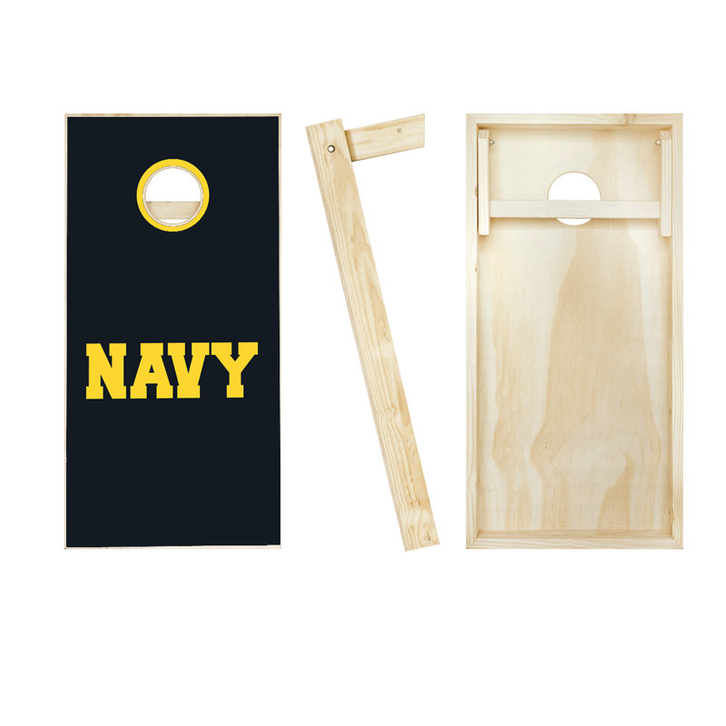 Ensemble de cornhole en bois massif 2 'x 4' avec sacs, Rouge / Bleu marine