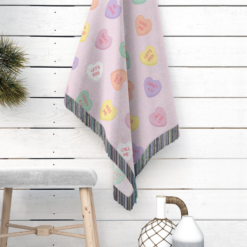 Hand Woven Throw Blanket, 60" W x 50" L, Pink/Brown