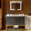 48 po X P 22 po P 35,4 po Meuble-lavabo simple H en blanc avec plateau en marbre blanc-676634626-676634631