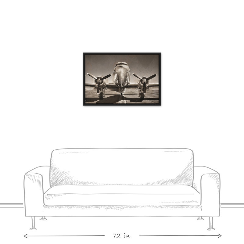«Vintage DC3 Air plane», photographie sur toile à cadre flottant