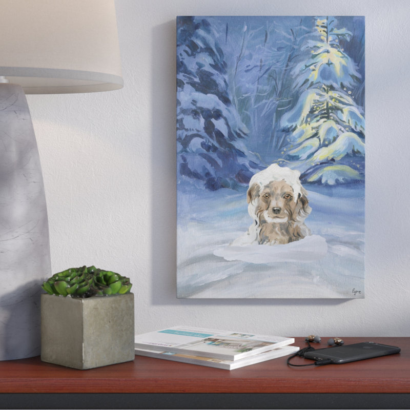 «Jouant dans la neige», reproduction d'art sur toile tendue, 18" H x 12" L x 1,5" D