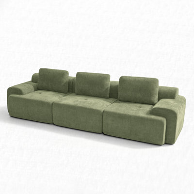 Canapé modulaire de 122 po de largeur avec coussins moelleux et accoudoirs à compression