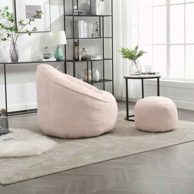 Fauteuil à billes avec repose-pieds, Rose