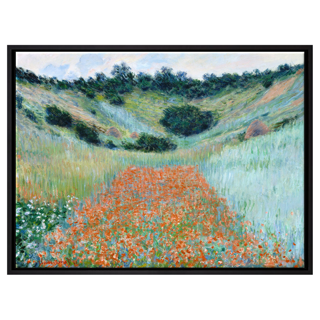 Gerahmtes Leinwandbild Field of Poppies Near Giverny von Claude Monet