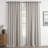 Linen Textured Farmhouse Semi Sheer Window Curtain,Back Tab Hooks Drapes,Pleated Heading Tape (Set of 2 With Hooks)-810861372-810861375