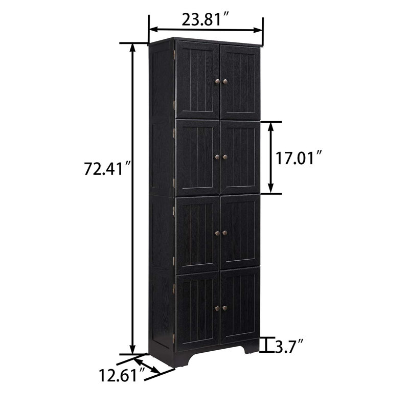 Armoire haute de style campagnard moderne, quatre compartiments de rangement indépendants avec tablettes, idéales pour les salons, les salles à manger et les bureaux