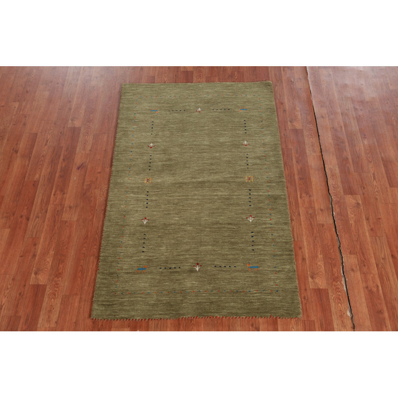 Handmade Green Gabbeh Indian Rug 3x5