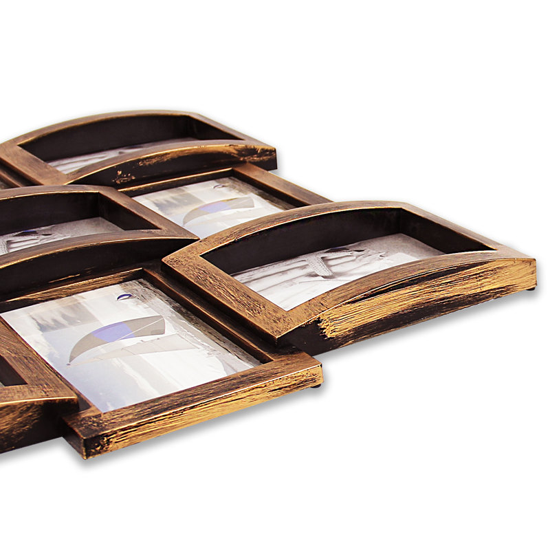 12-Photo Collage Picture Frame, Rustic Wall Decor for 4x6 Photos, Gold