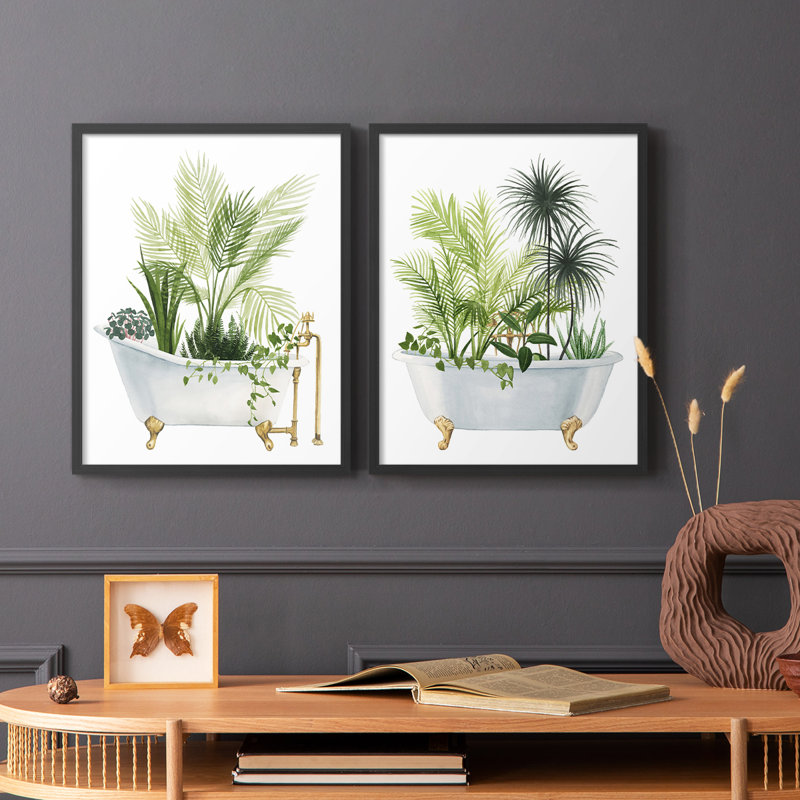 «Plant Bath I», reproduction encadrée de qualité supérieure - prête à être accrochée - aucun clou requis - aucun clou requis