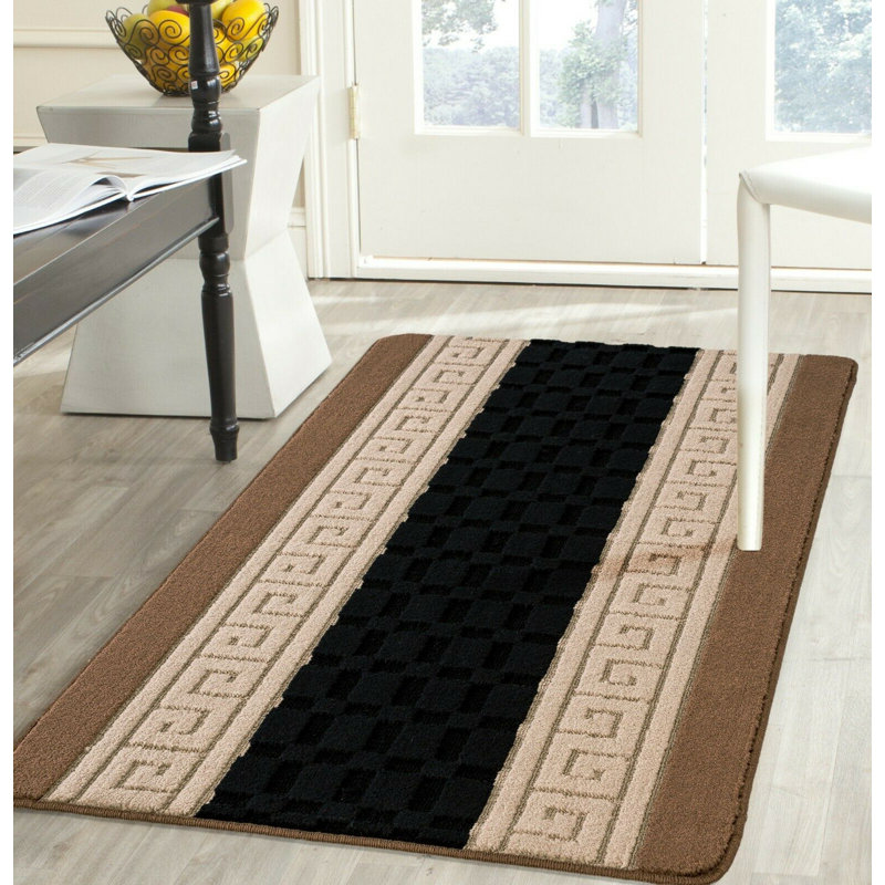 Mariam Non-Slip Striped Indoor Doormat, 80cm x 150cm, Black/Beige
