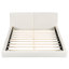 Grand lit plateforme tapissier avec velours beige, structure solide et solide pour un lit confortable en velours-708807578