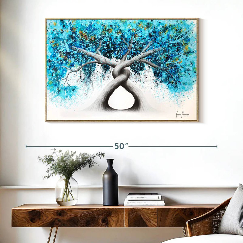 Torsion des arbres récifaux, Cadre flottant en bois naturel, 40 po x 27 po