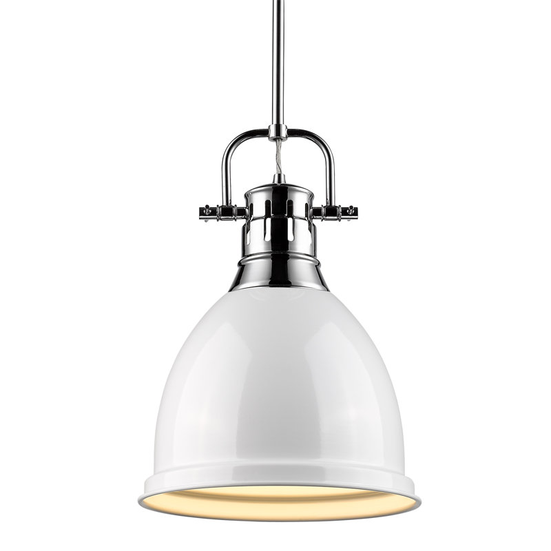 Luminaire suspendu unique / remarquable à 1 lumière Ruthie sans accents de matériau secondaire ou d'accent, Blanc, Chrome
