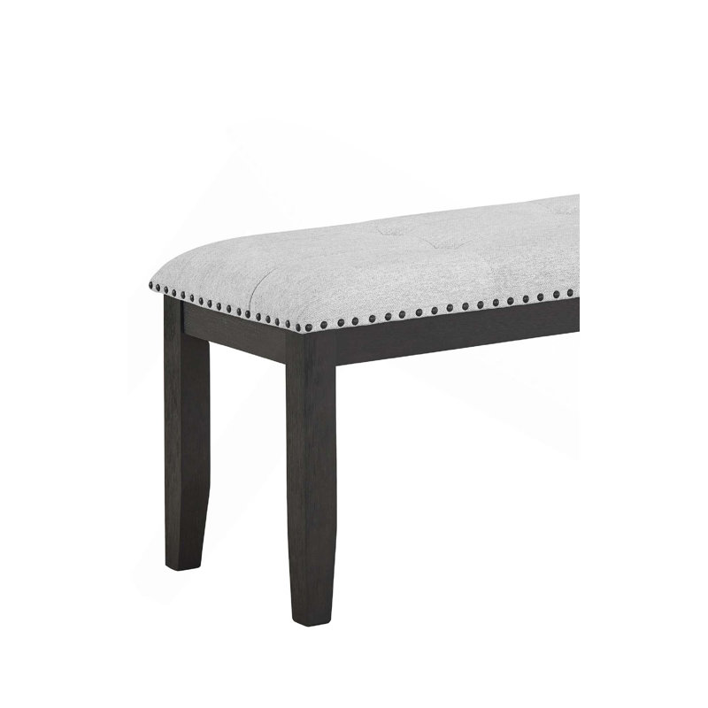 Banc de salle à manger de style transitionnel rembourré avec siège clouté et capitonné