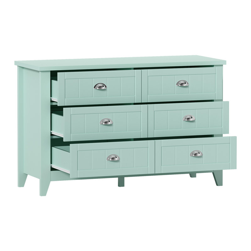 Commode 6 tiroirs 47,2 po Misty Mint, Menthe brumeuse
