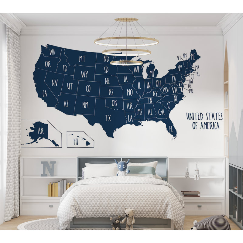 Papier peint de qualité supérieure - carte des États-Unis, L 96 po x l 120 po