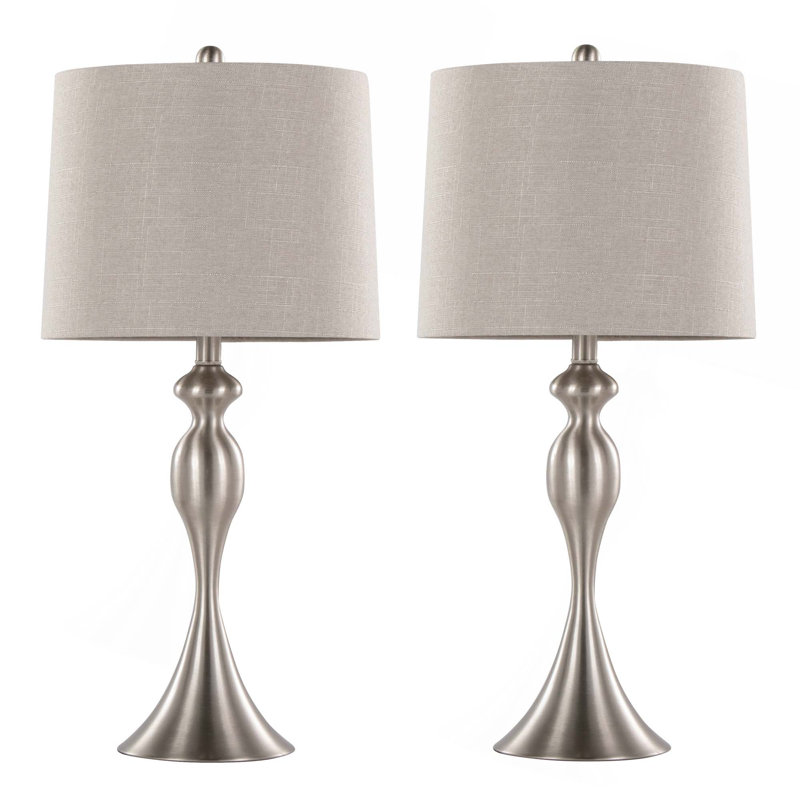 Lampe de table contemporaine en métal 27 "avec abat-jour en lin Ashland de Grandview Gallery par LumiSource - ensemble de 2