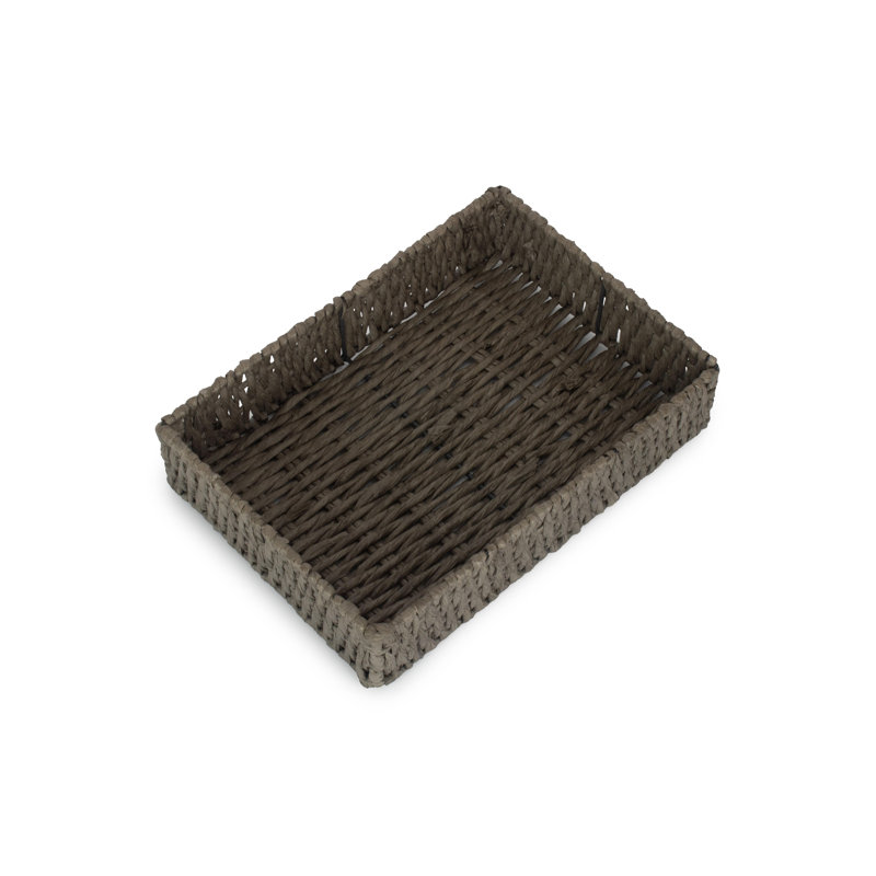 Lily Manor Wicker Storage Tray Basket, 8cm H x 36cm W x 25cm D