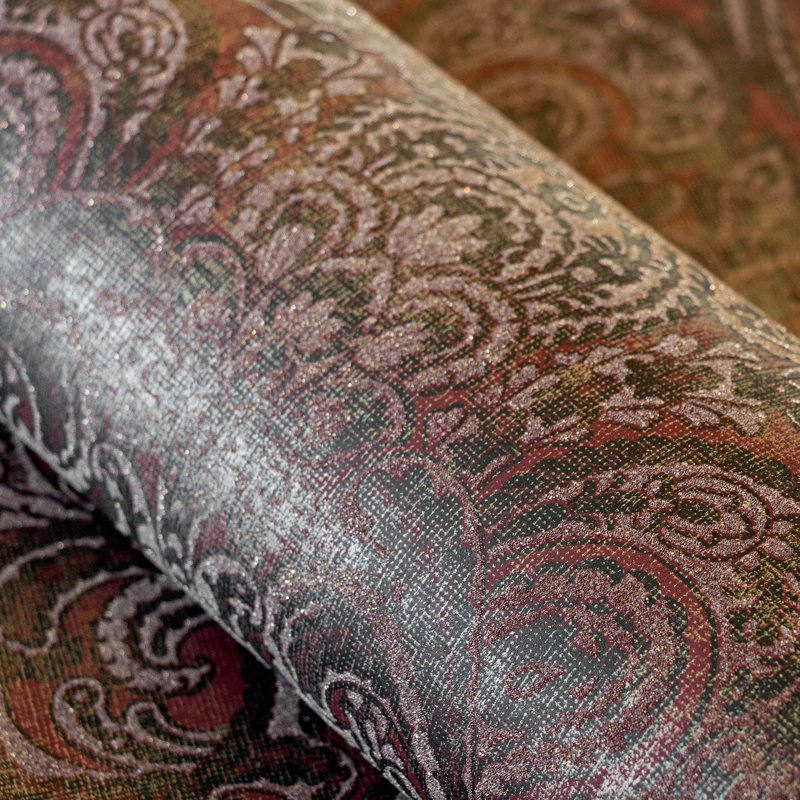 Adonea Aphrodite Glass Beads 3D Embossed 33' L x 21" W Wallpaper Roll, Ruby Red