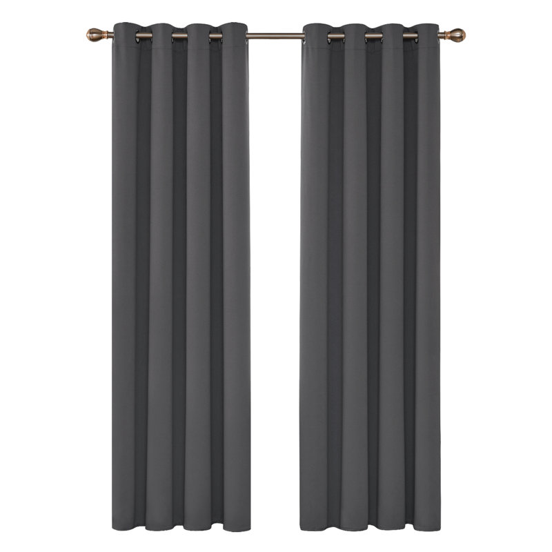Quannisha Blackout Curtain Pair, Dark Grey, 52cm Width x 242cm Drop