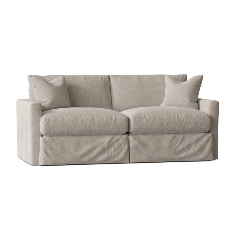 Hartig 84'' Slipcovered Sofa, Drusky Linen Sustain® Basketweave