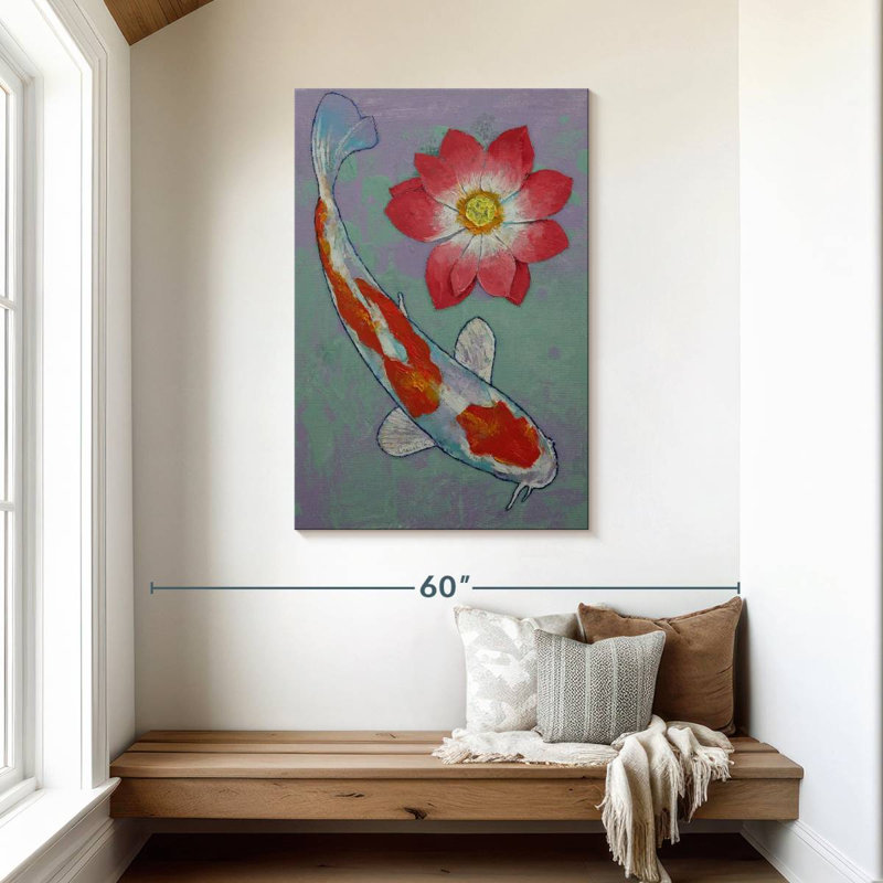Brampt Koi And Lotus, 45" H x 30" W