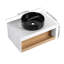 Meuble-lavabo flottant avec lavabo vasque noir veiné blanc et tablette ouverte-129390579