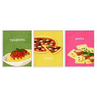 Italian Cuisine Meals 3pc Framed Giclee Set, design by Kim Allen